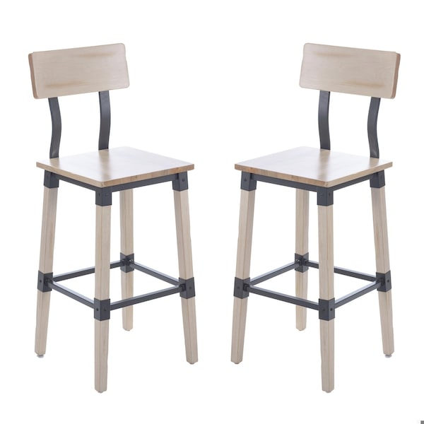 Flash Furniture Jackson Commercial Grade Rustic Antique White Industrial Wood Dining Barstool, 2PK 2-XU-DG-W0236B-ANTWHT-GG - main